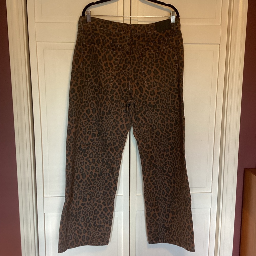 Madewell Low Slung Baggy Wide Leg Dark Coffee Brown Leopard Jeans - Picture 2 of 3